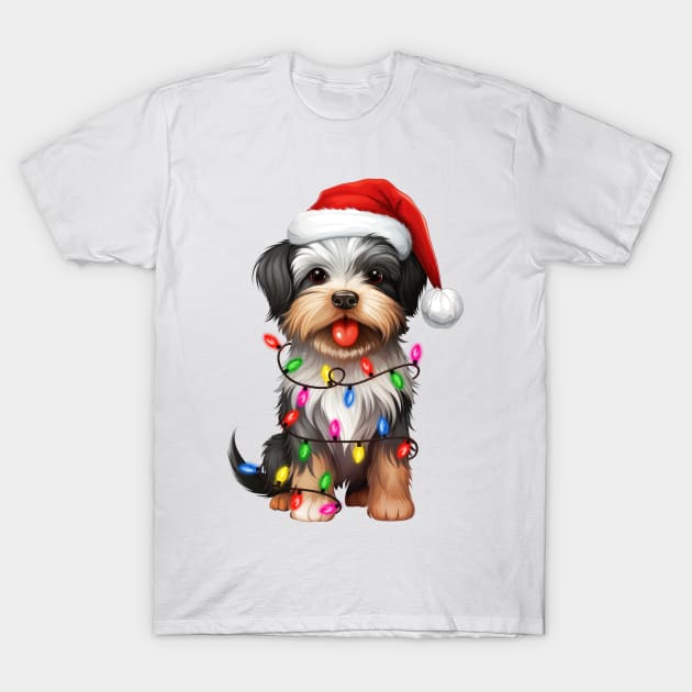 Christmas Biewer Terrier T-Shirt by Chromatic Fusion Studio